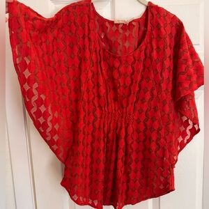 Anthropologie The Addison Story  Red Lace Women's Top
